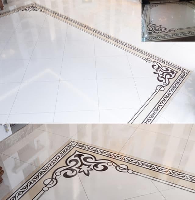 marble floor with decor