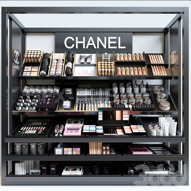 Showcase in duty free or beauty salons with professional cosmetics. Make-Up