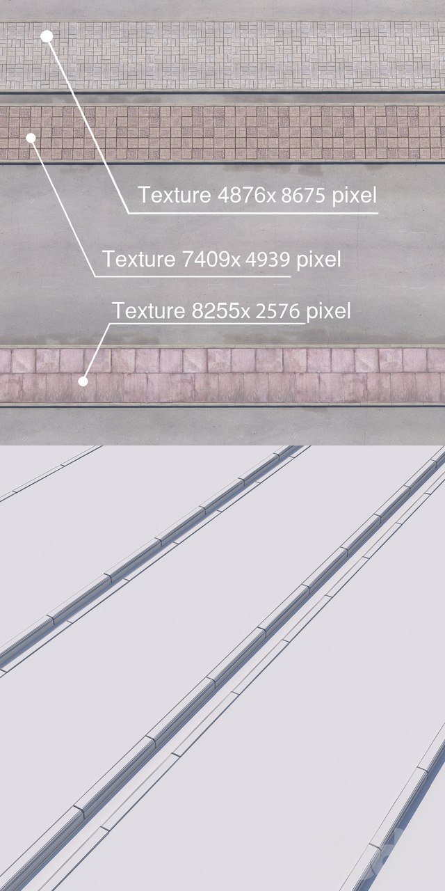 3 variants of pavement with road set_3