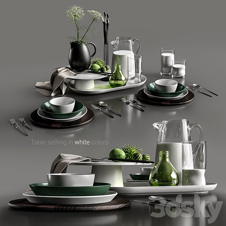 Table setting in white colors