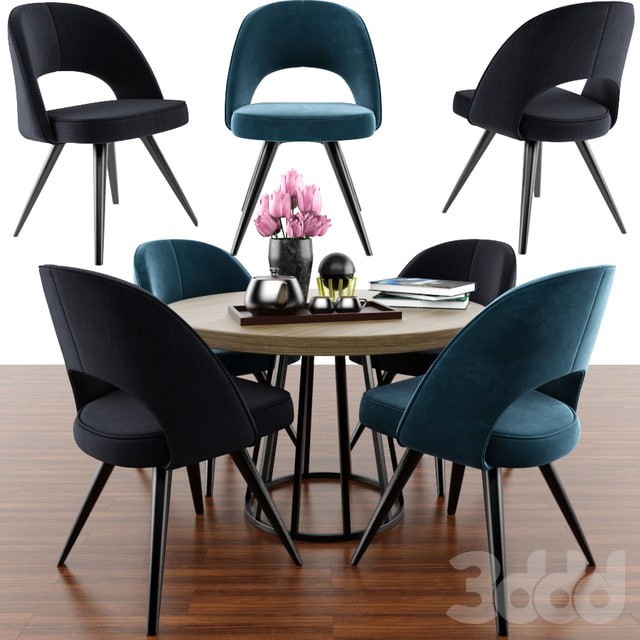 Modrest Gloria Modern Blue Chair Set With Parquet