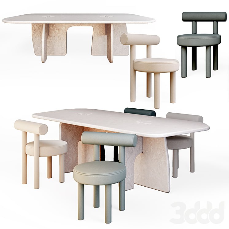 Dining table LAME By Davani and chair GROPIUS CS1 By NOOM 's