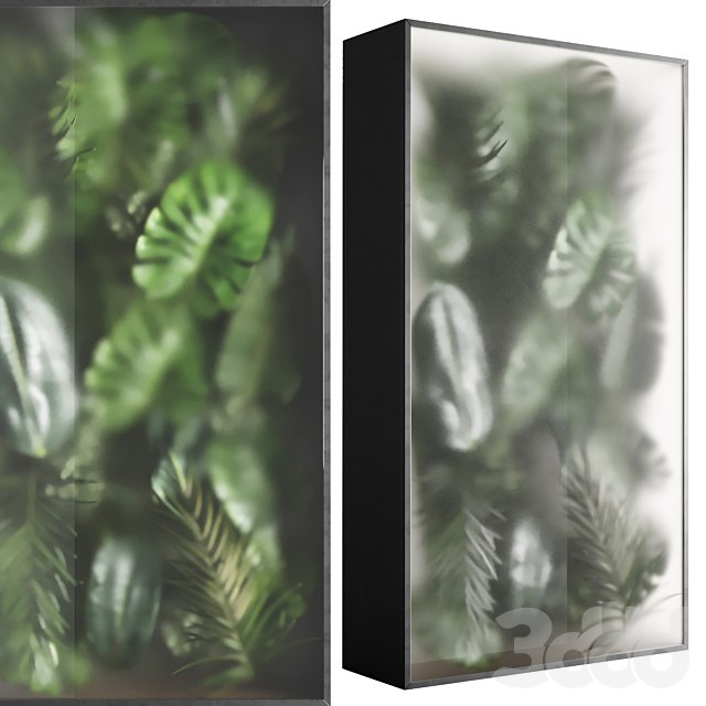 light box with tropical leaf garden in frame glass Smoked 01