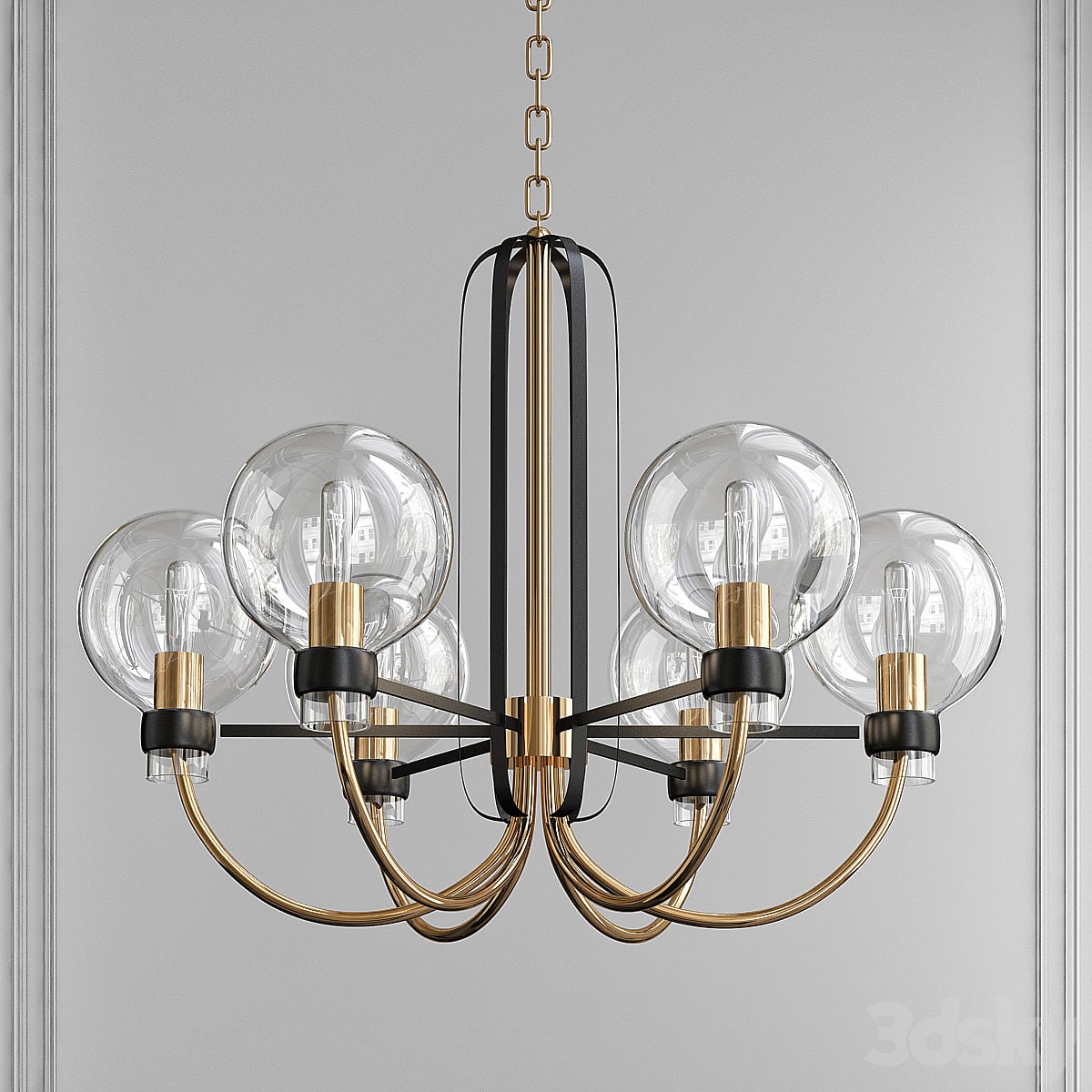 Bauhaus Bronze-Satin Brass 5 Light Chandelier by Maxim Lighting