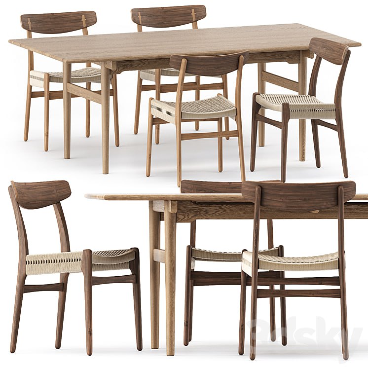 CH327 DINING TABLE, CH23 CHAIR by Carl Hansen & Son #+