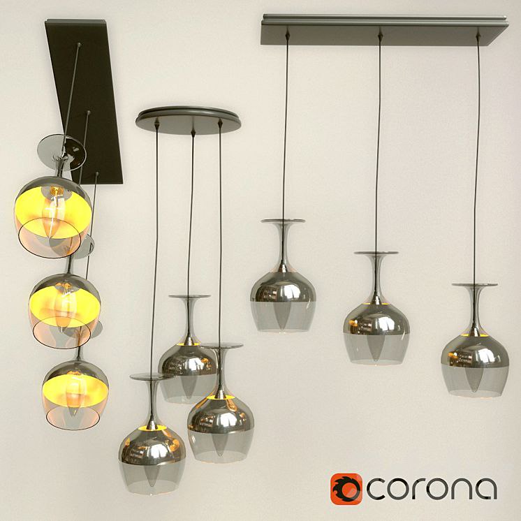 The chandelier in the form of glasses