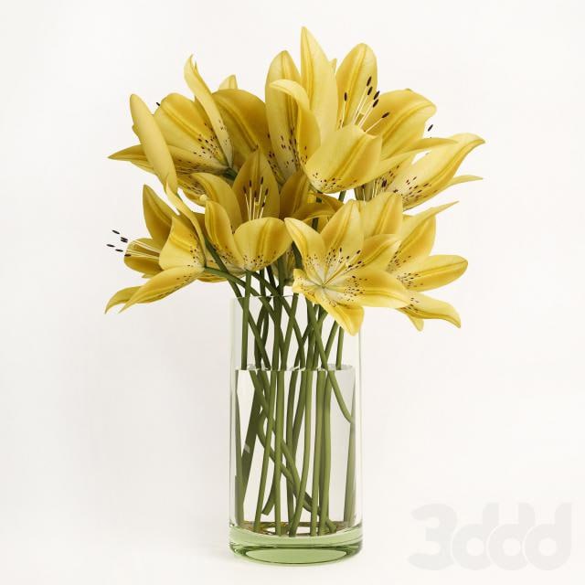 Bouquet of yellow lilies
