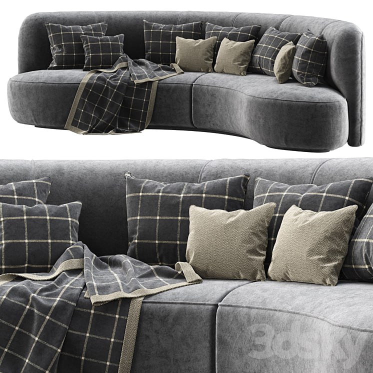 Annabel velor round sofa VS09 / Semicircular modern velor sofa