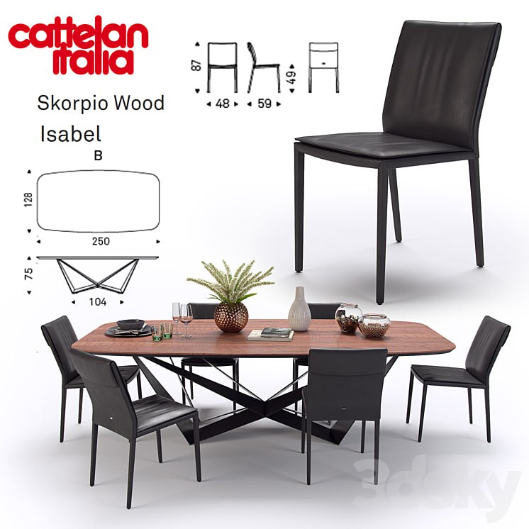 Table Scorpio Wood \ Chair Isabel \ Cattelan Italia