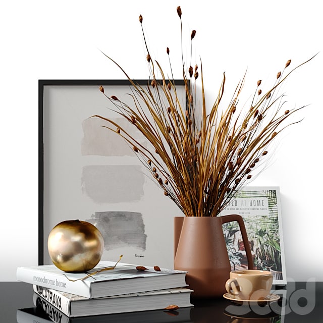 Decorative set with dried Bell Grass and Splinter Grass
