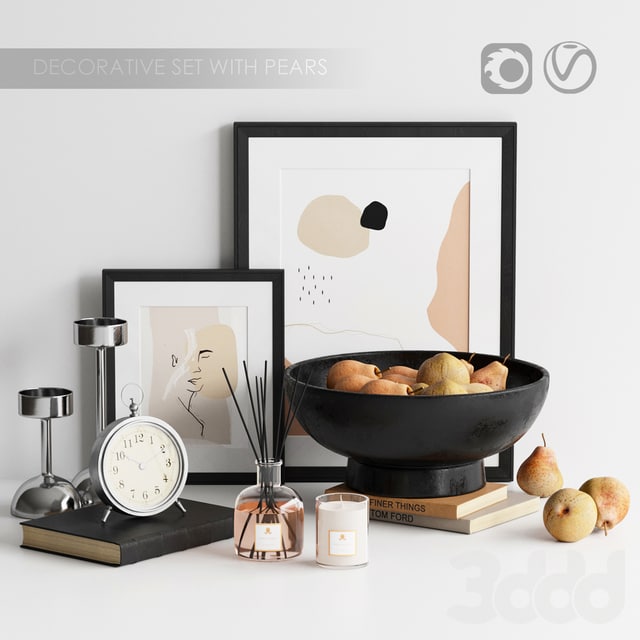 Pottery Barn Decorative Set with pears