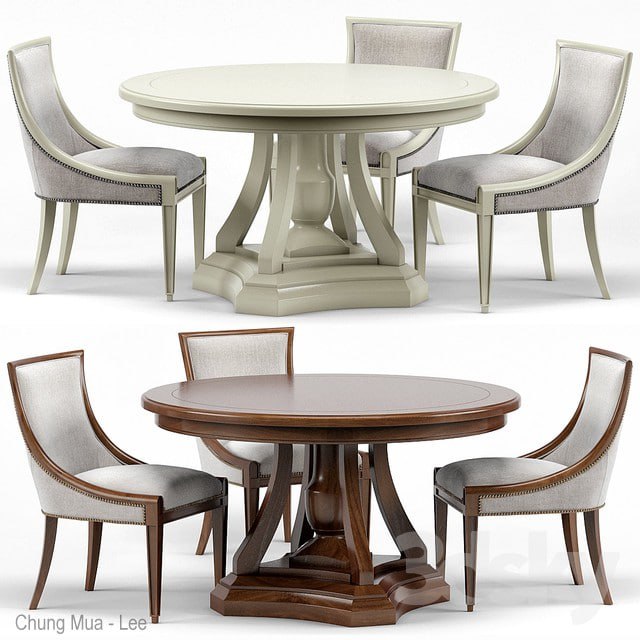 Stockton Ivory Lacquered Dining Chair, Maxime French Round Dining Table