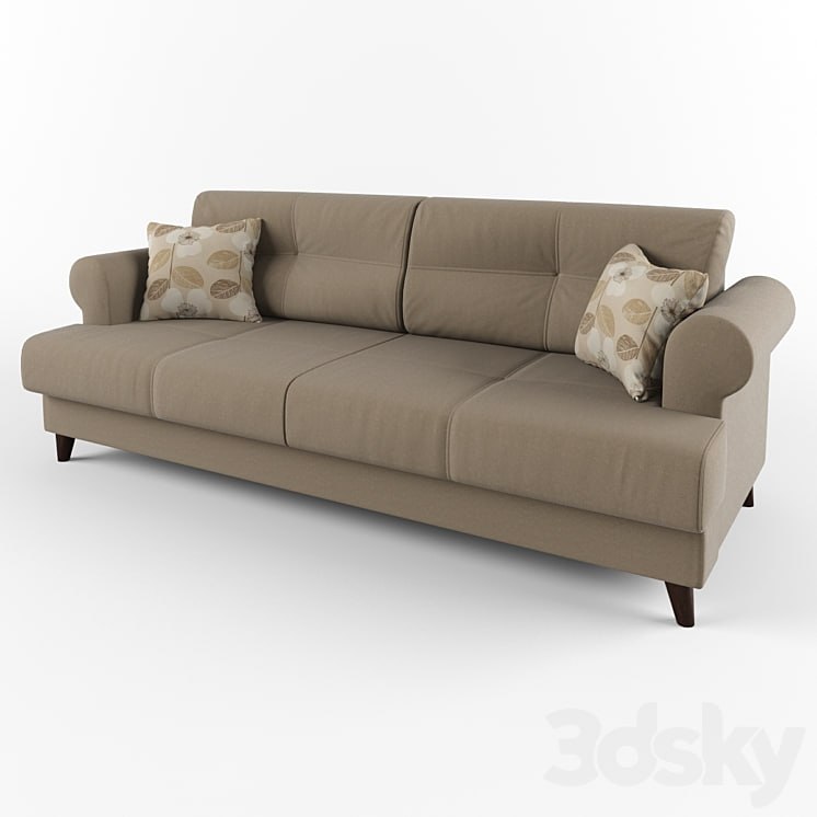 Sofa with cushions and armrests round