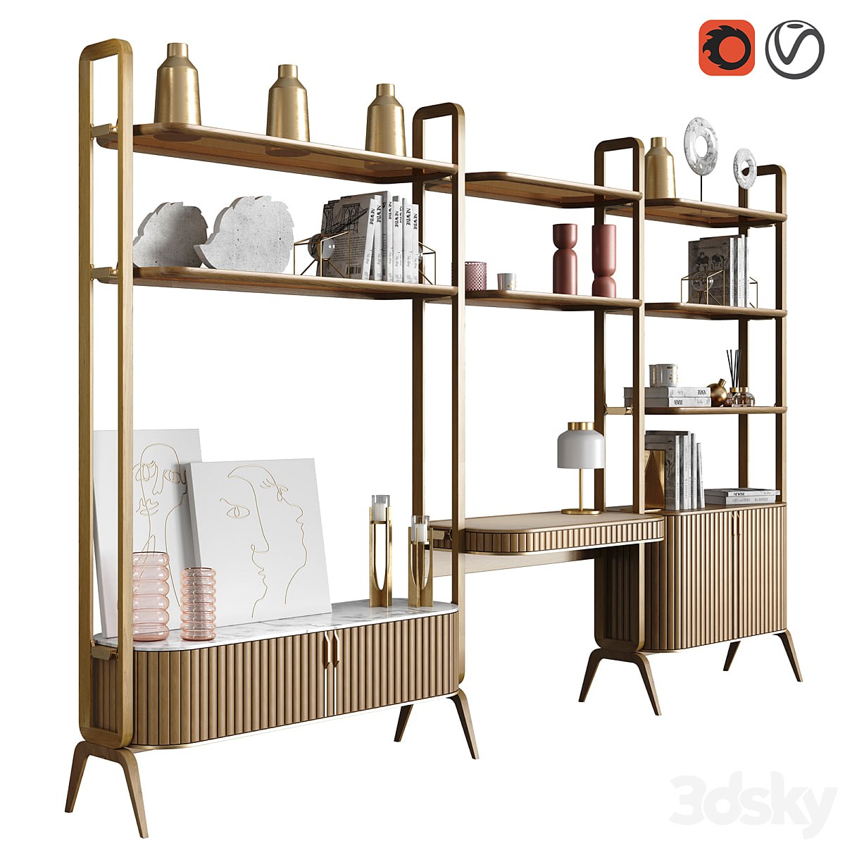 [bondarchuk_design](https://t.me/bondarchuk_design) EDEN-ROCK Bookcase with 3 elements Design Sacha Lakic -bobois -rock