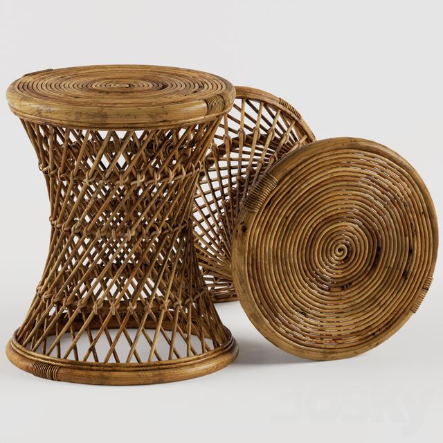Calero Rattan Round Stool TAN
