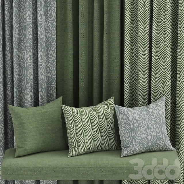 set of fabric materials in green colors , , ,