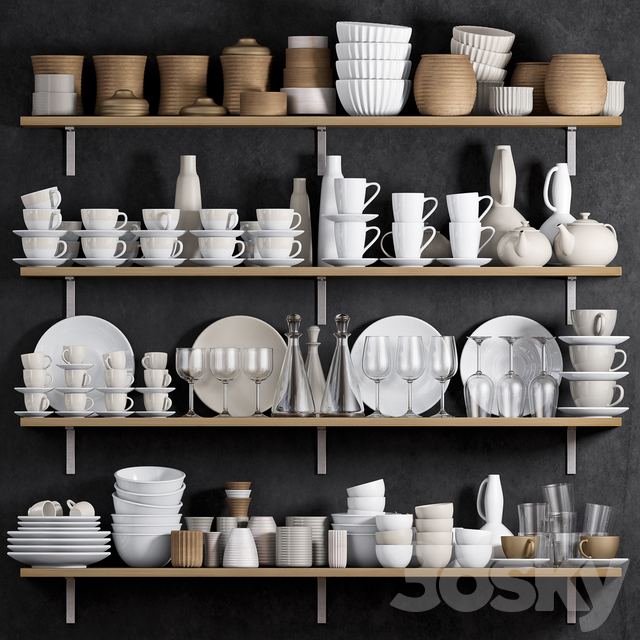 KITCHEN SHELF WITH UTENSILS