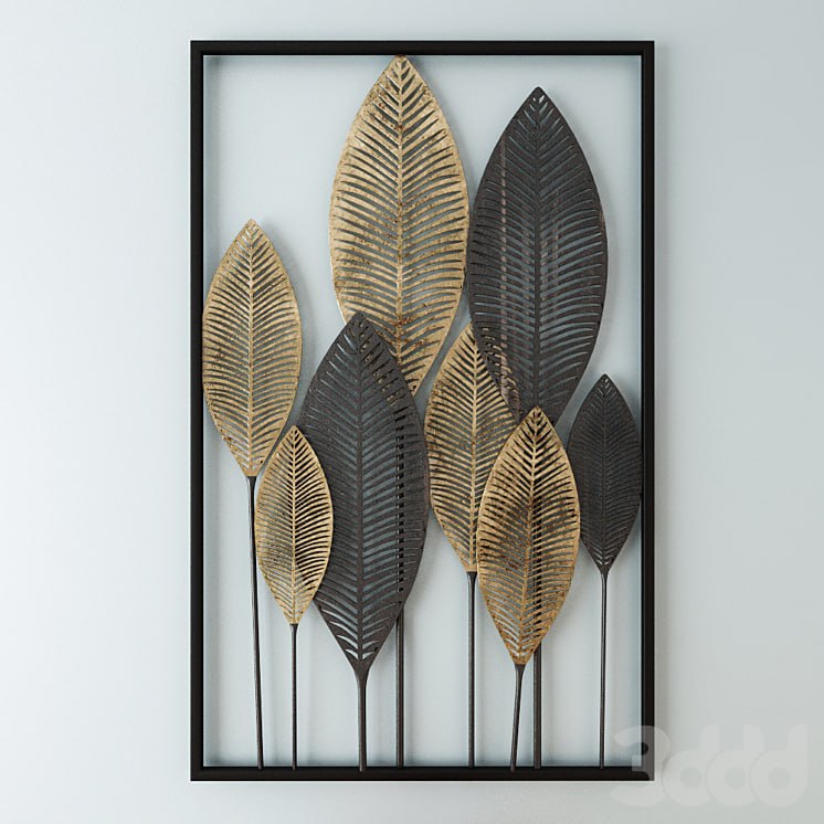 Black and Gold Metal Feather Wall Art 53x84