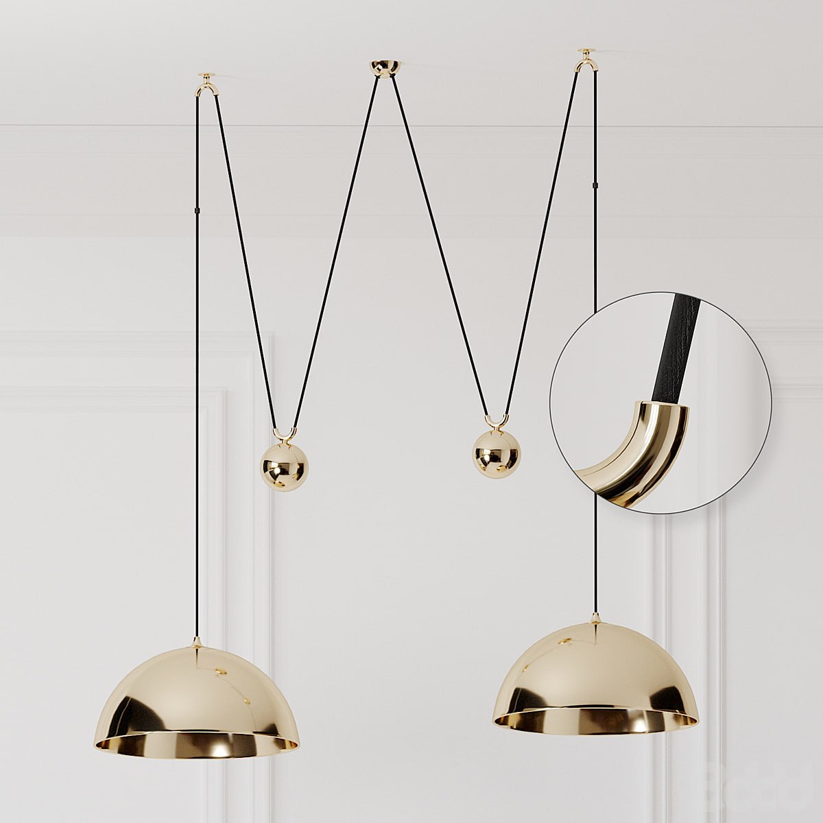 [Annutsu](https://t.me/Annutsu) Florian Schulz Double Posa Brass Pendant Lamp with Side Counter Weights
