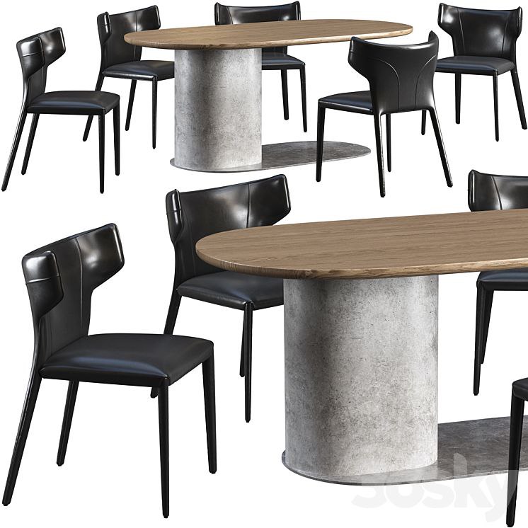 Dining table Natuzzi Ombra and chair Natuzzi Pi Greco