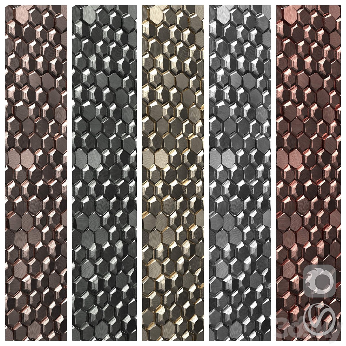 PORCELANOSA GRAVITY ALUMINUM 3D HEXAGON