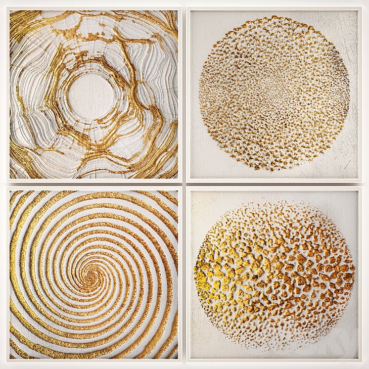 Collection of paintings. 10 luxury, frame, wall decor, decoration, gold decor, white