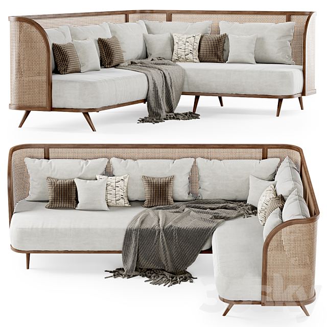 Large corner garden sofa HLC / Large corner sofa rattan