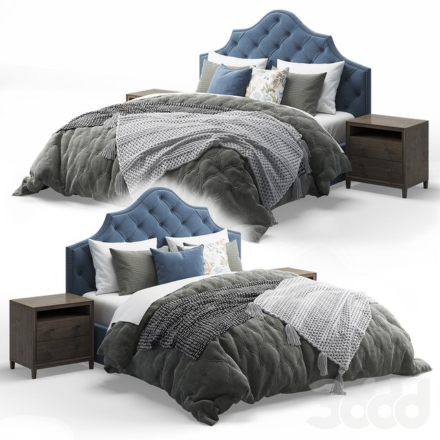 Qween Bed with Arebelle Tufted Headboard