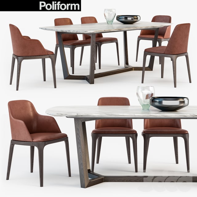 Poliform Grace chair Concorde table set3 # grace