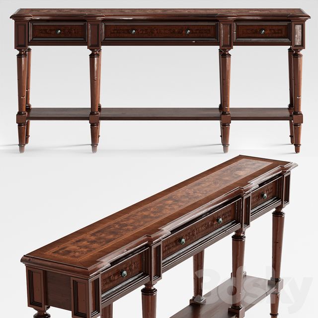Hooker Furniture Living Room Grandover Three Drawer Console Table