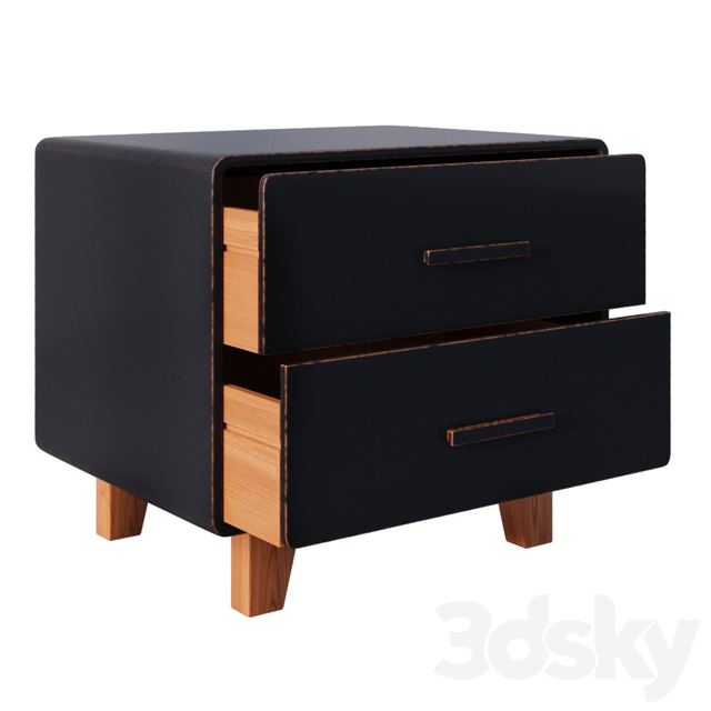 Juniper 2 Drawer Nightstand Black