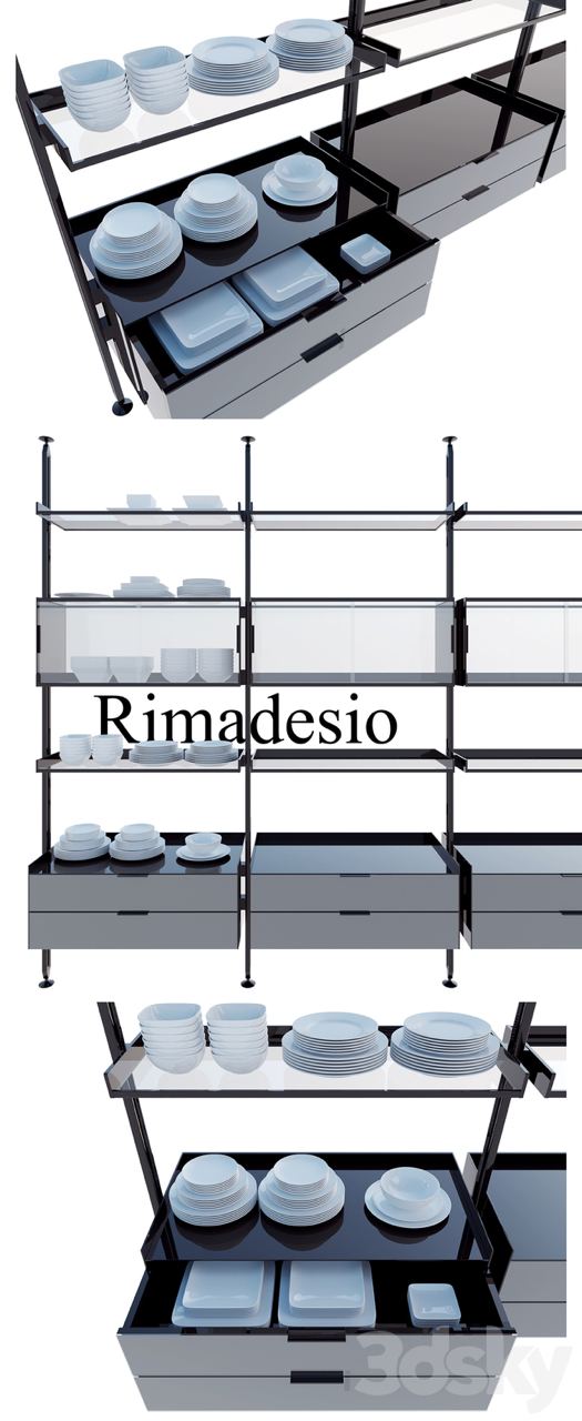 Rimadesio zenit system 01 living-rooms and walk-in closets, Kitchen, Wardrobe Display cabinets and storage
