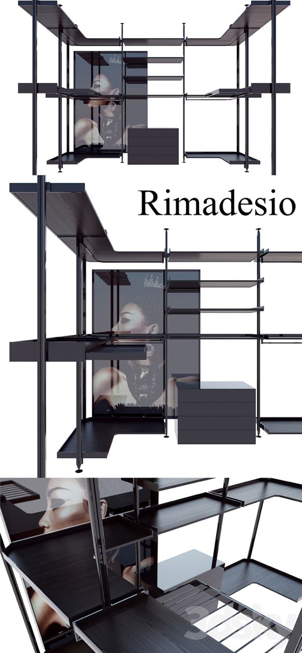 Rimadesio zenit system 03 living-rooms and walk-in closets, Kitchen, Wardrobe Display cabinets and storage