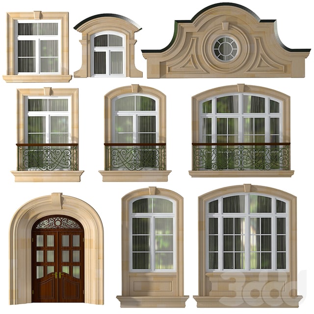 Windows and doors in the style of modern classics architecture,
