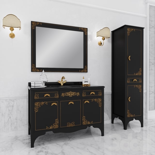 Bathroom furniture "Alice - Laccato nero oro"