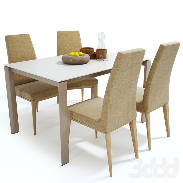 Calligaris set table Duca, chair Bess