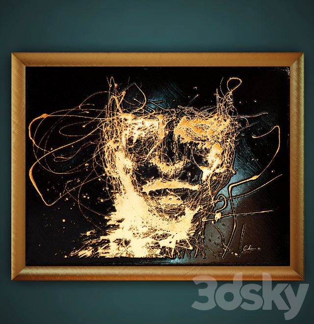 Decorative granite panel with engraved and gilded