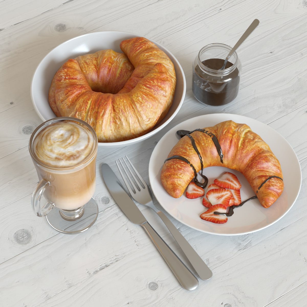 Coffee set with croissant