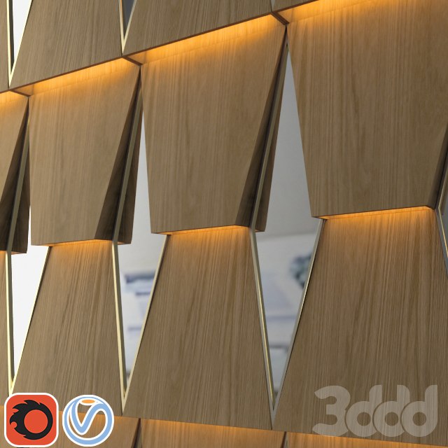 3d wooden wall panel with mirror