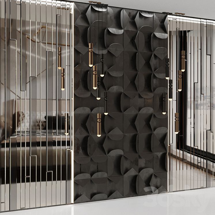 Volumetric wall panel mid century modern Black