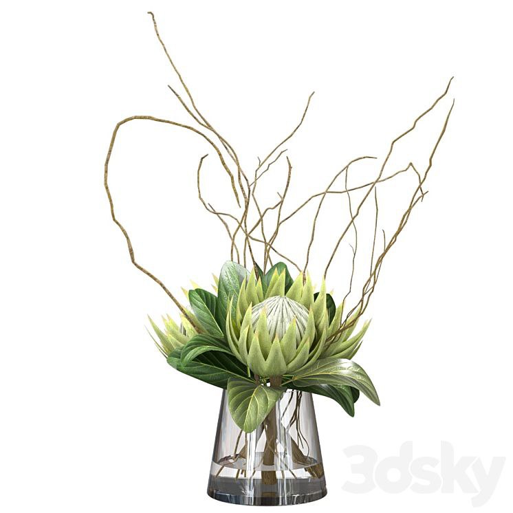 Green bouquet with protea