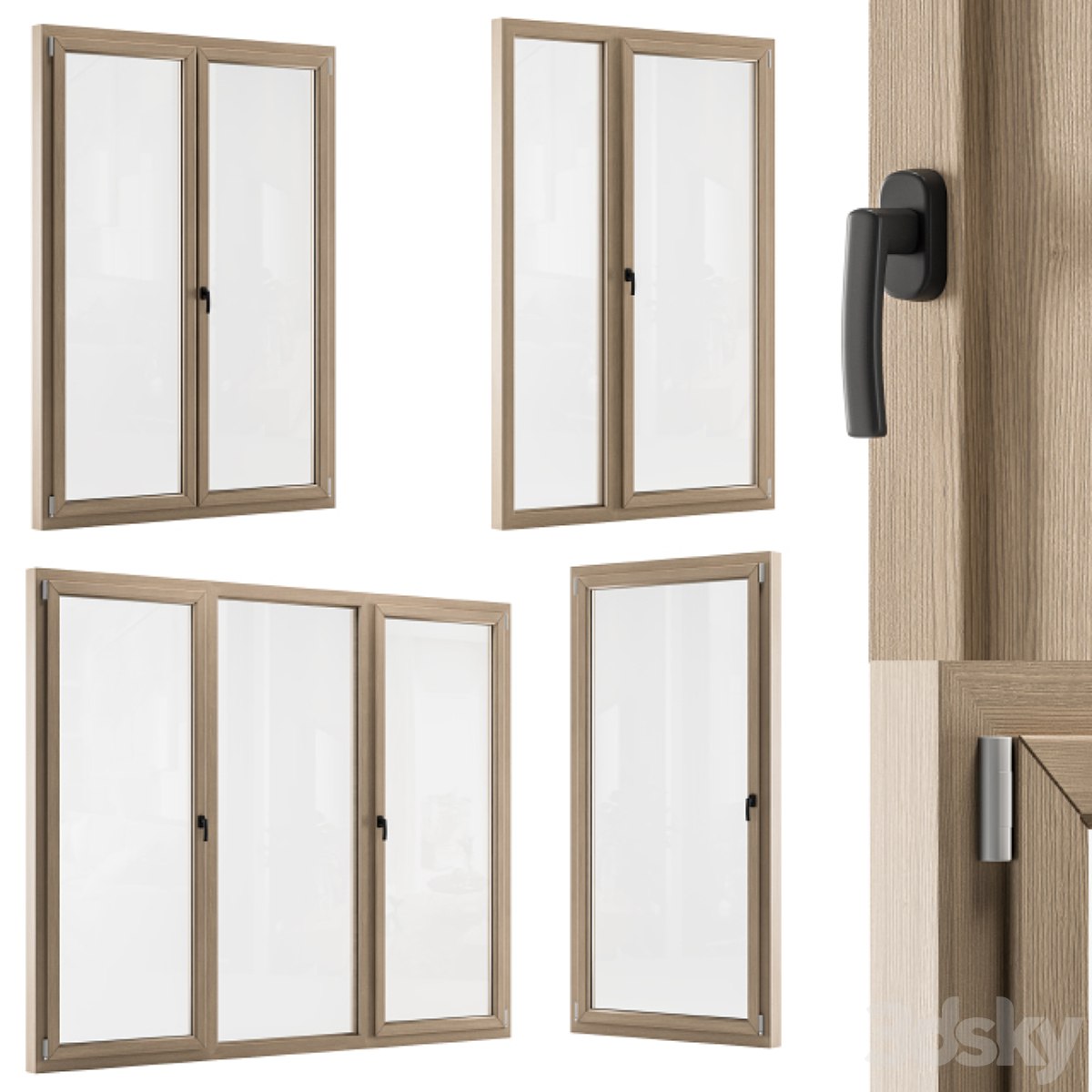 Wooden Window Modern - Windows Set 01