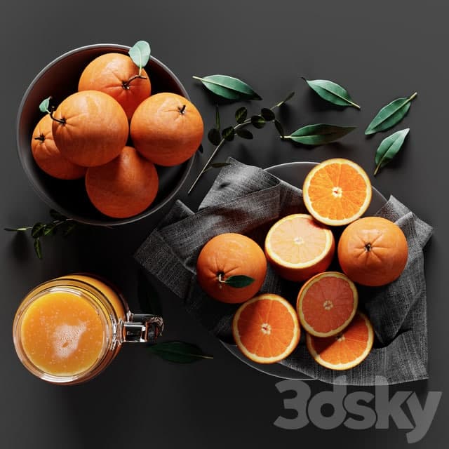 Table Setting with Oranges and Juice