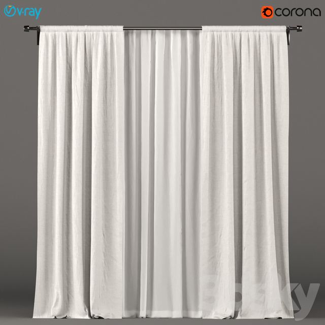 White curtains with white tulle