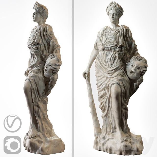 Classic Antique sculpture (Melpomene) vray + corona