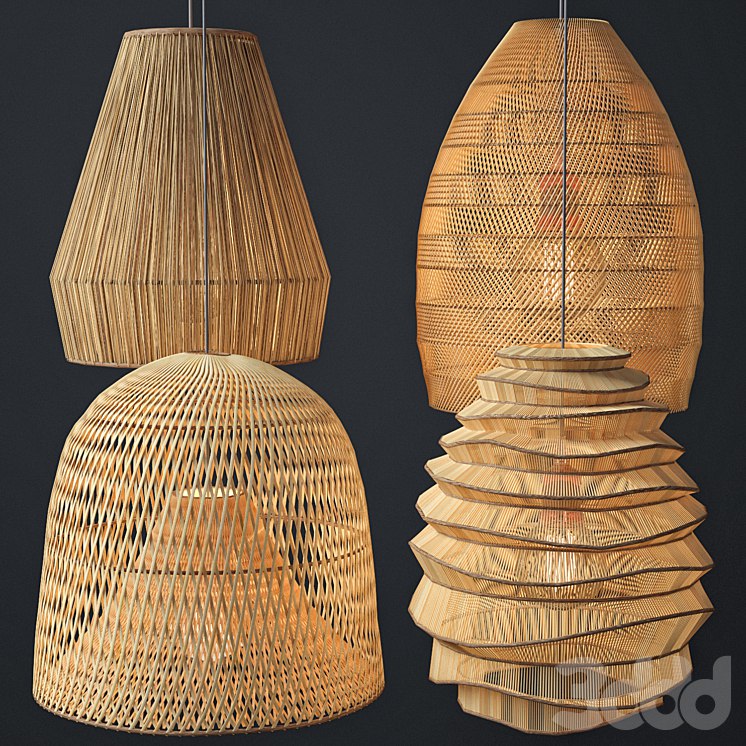 Rattan lighting set 2