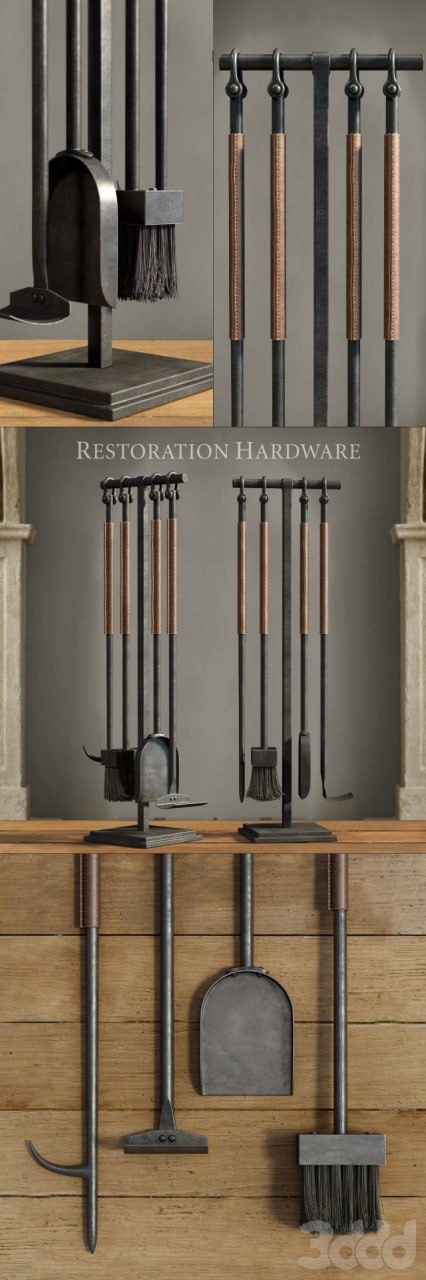 RH / LEATHER RIVET HEARTH TOOL SET