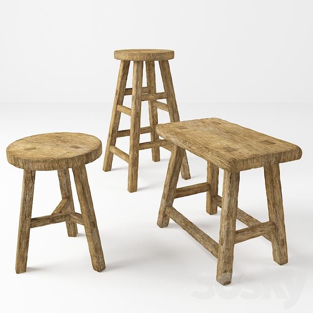 Rustic chairs. Rustic stools