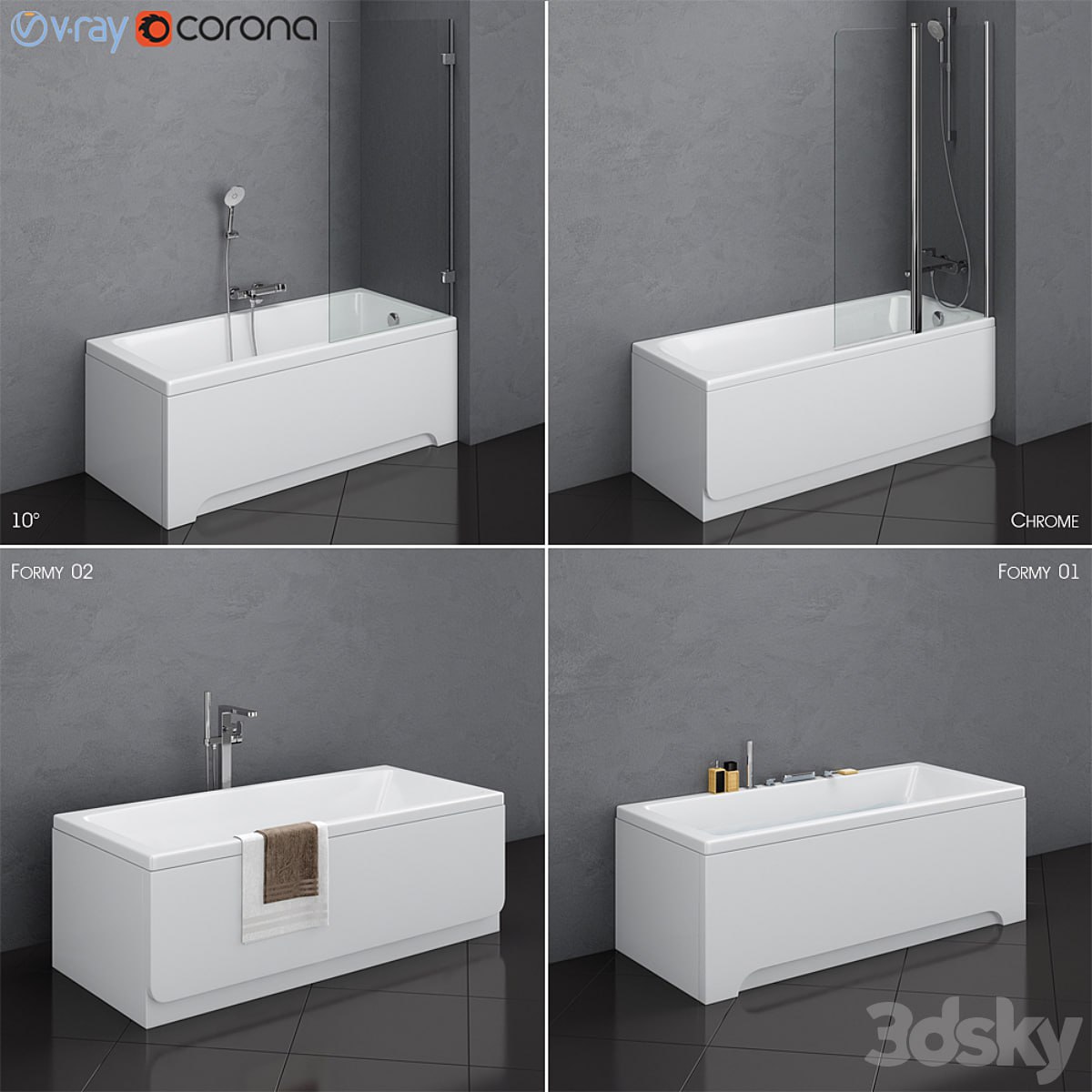 A set of baths Ravak set 13 (10 °, Chrome, Formy 01, Formy 02)