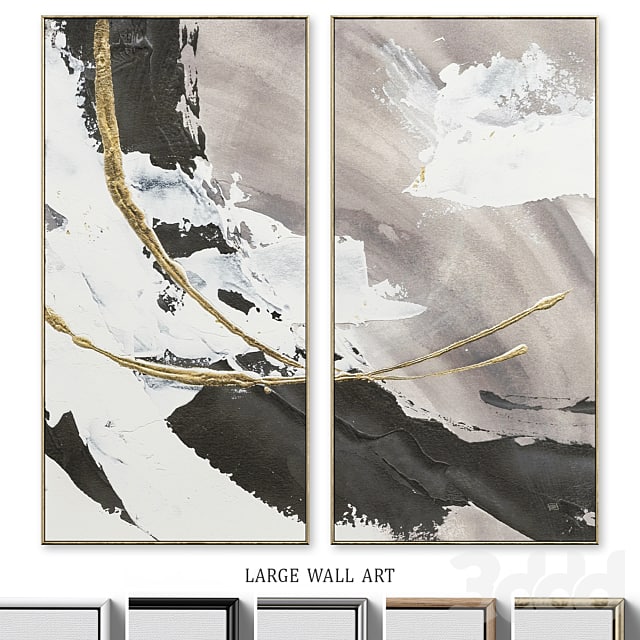 Large Glam Accent Textural Abstract Wall Art C-496